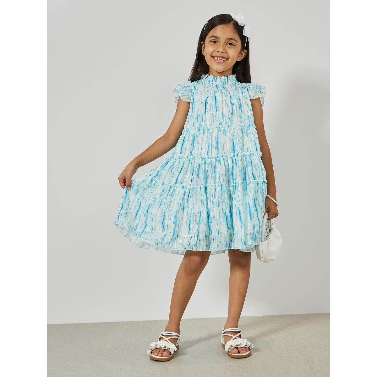 Styli Ruffle Trim Printed Tiered Dress-girls-clothing-dressesandjumpsuits-image-1