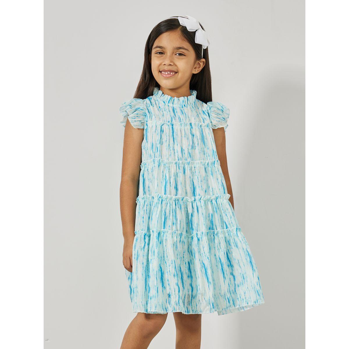 Styli Ruffle Trim Printed Tiered Dress-girls-clothing-dressesandjumpsuits-image-2