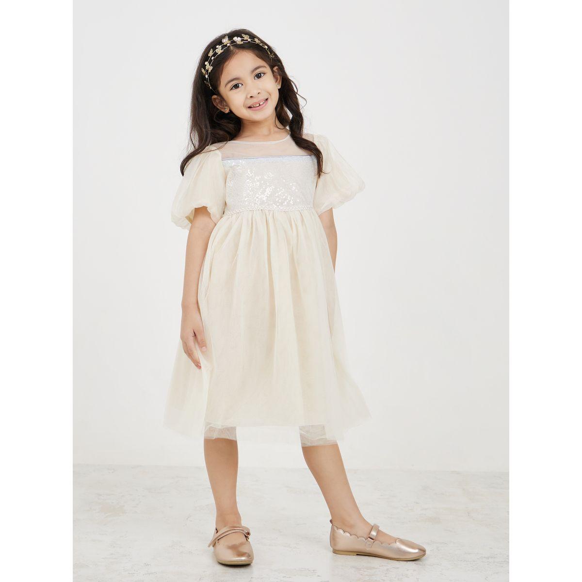 Styli Sequin Mesh Puff Sleeve Dress-girls-clothing-dressesandjumpsuits-image-1