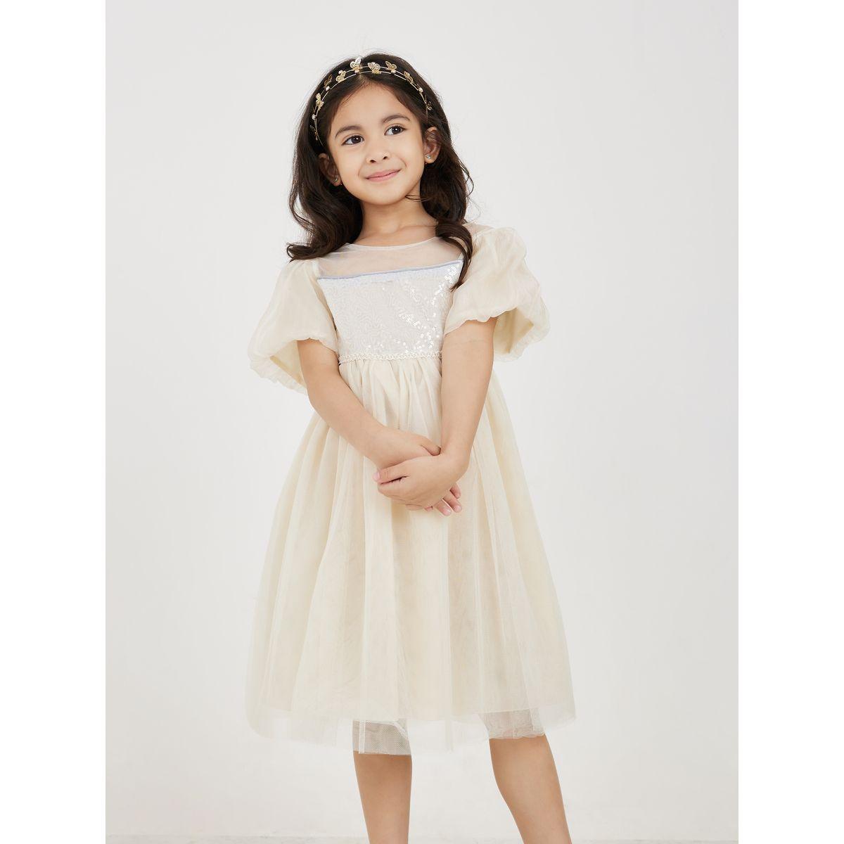 Styli Sequin Mesh Puff Sleeve Dress-girls-clothing-dressesandjumpsuits-image-2