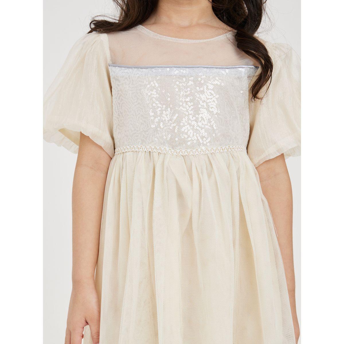 Styli Sequin Mesh Puff Sleeve Dress-girls-clothing-dressesandjumpsuits-image-3