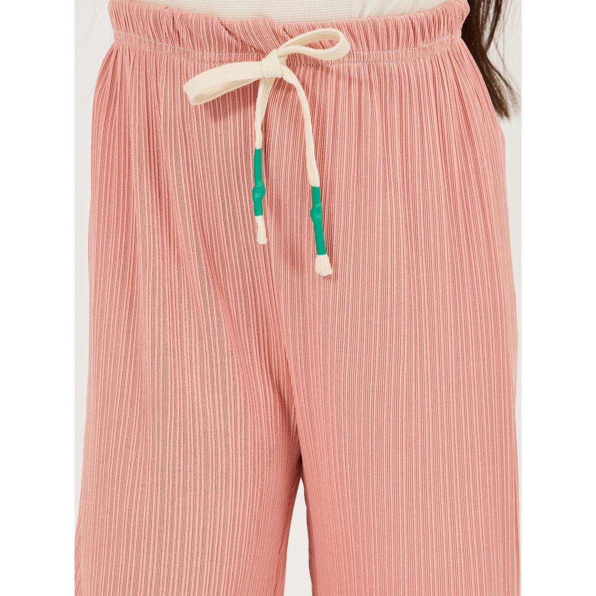 بنطال بارجل واسعة وتفاصيل بارزة الملمس مع اربطة-girls-clothing-bottoms-trousers-image-3