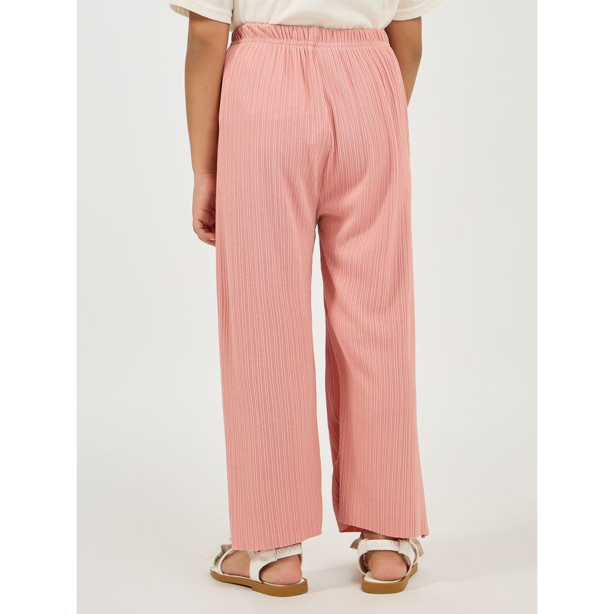 Styli Textured Wide Leg Pant with Drawstrings-girls-clothing-bottoms-trousers-image-4