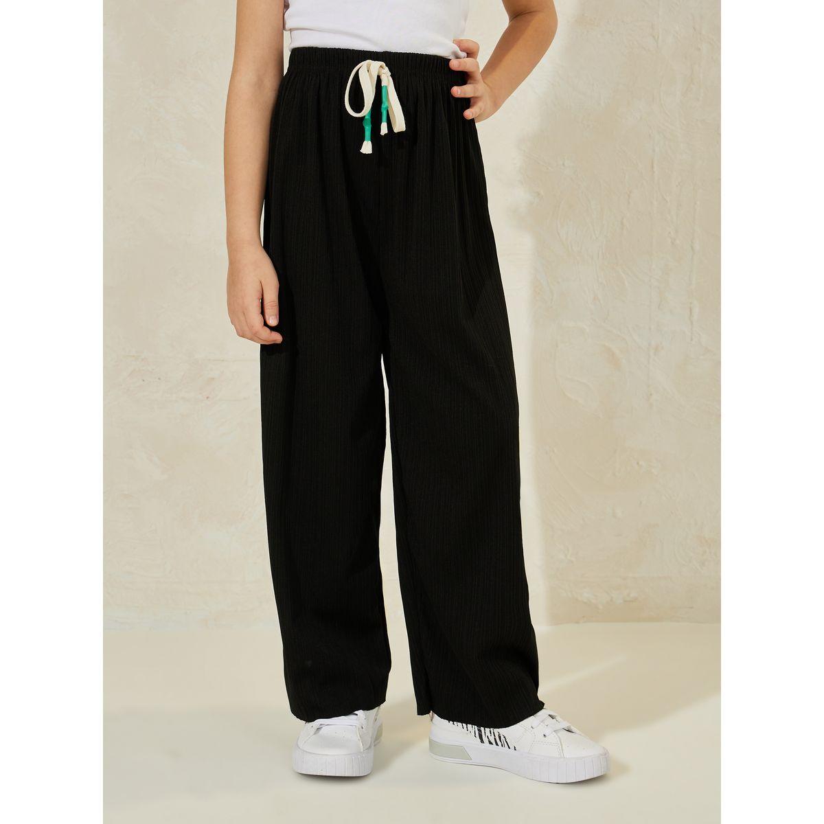 Styli Solid Wide Leg Pants with Drawstring-girls-clothing-bottoms-trousers-image-1