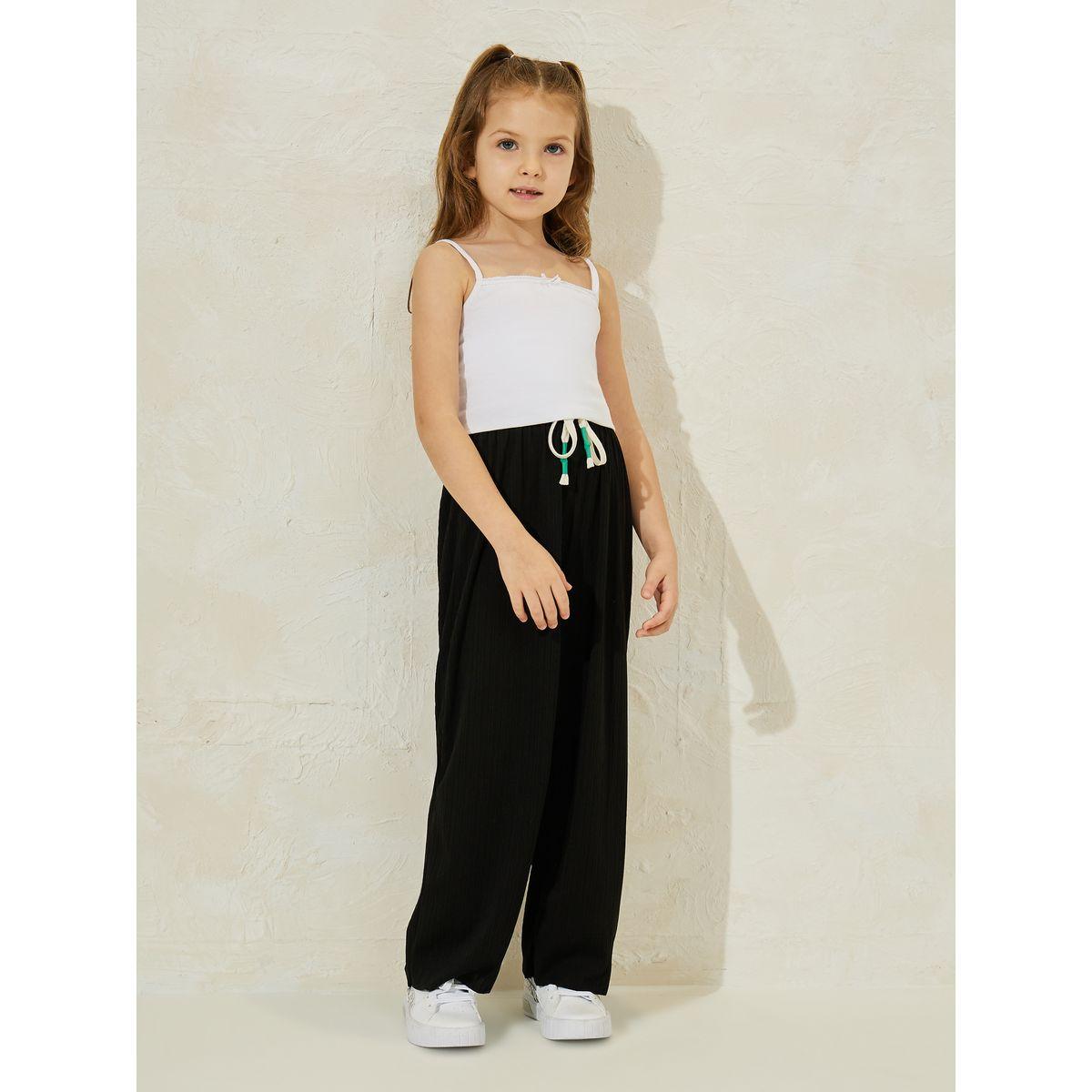 Styli Solid Wide Leg Pants with Drawstring-girls-clothing-bottoms-trousers-image-2