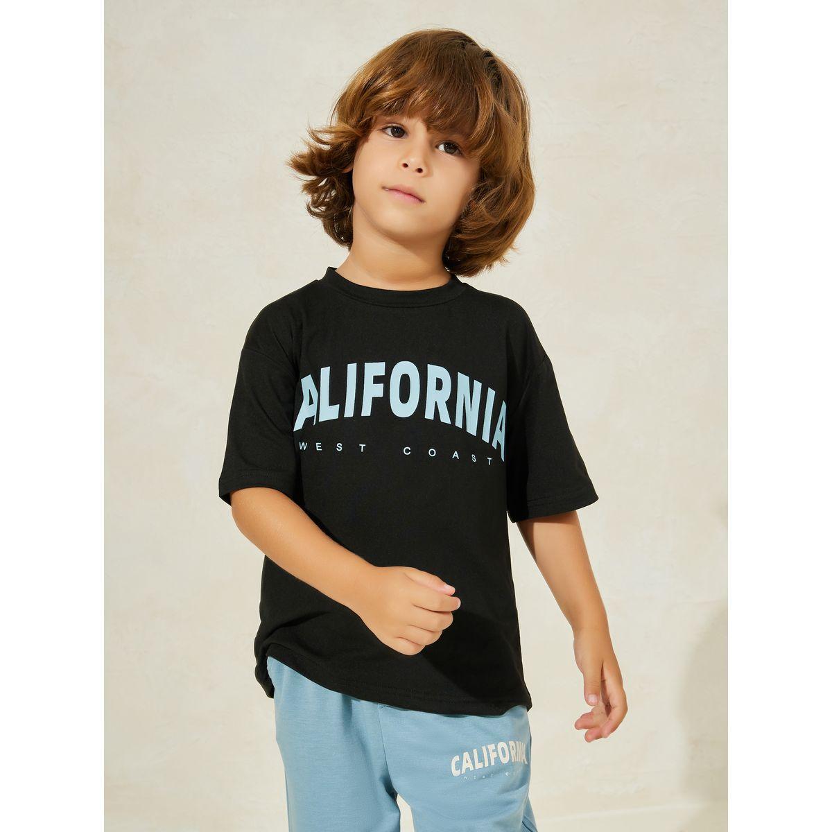 Styli Letter Print T-Shirt & Cargo Joggers Set-boys-clothing-setsandcoords-image-2