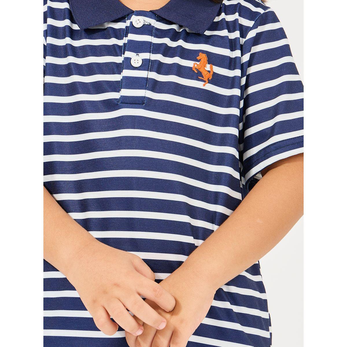 Styli Striped Polo T-Shirt & Printed Shorts Set-boys-clothing-setsandcoords-image-3