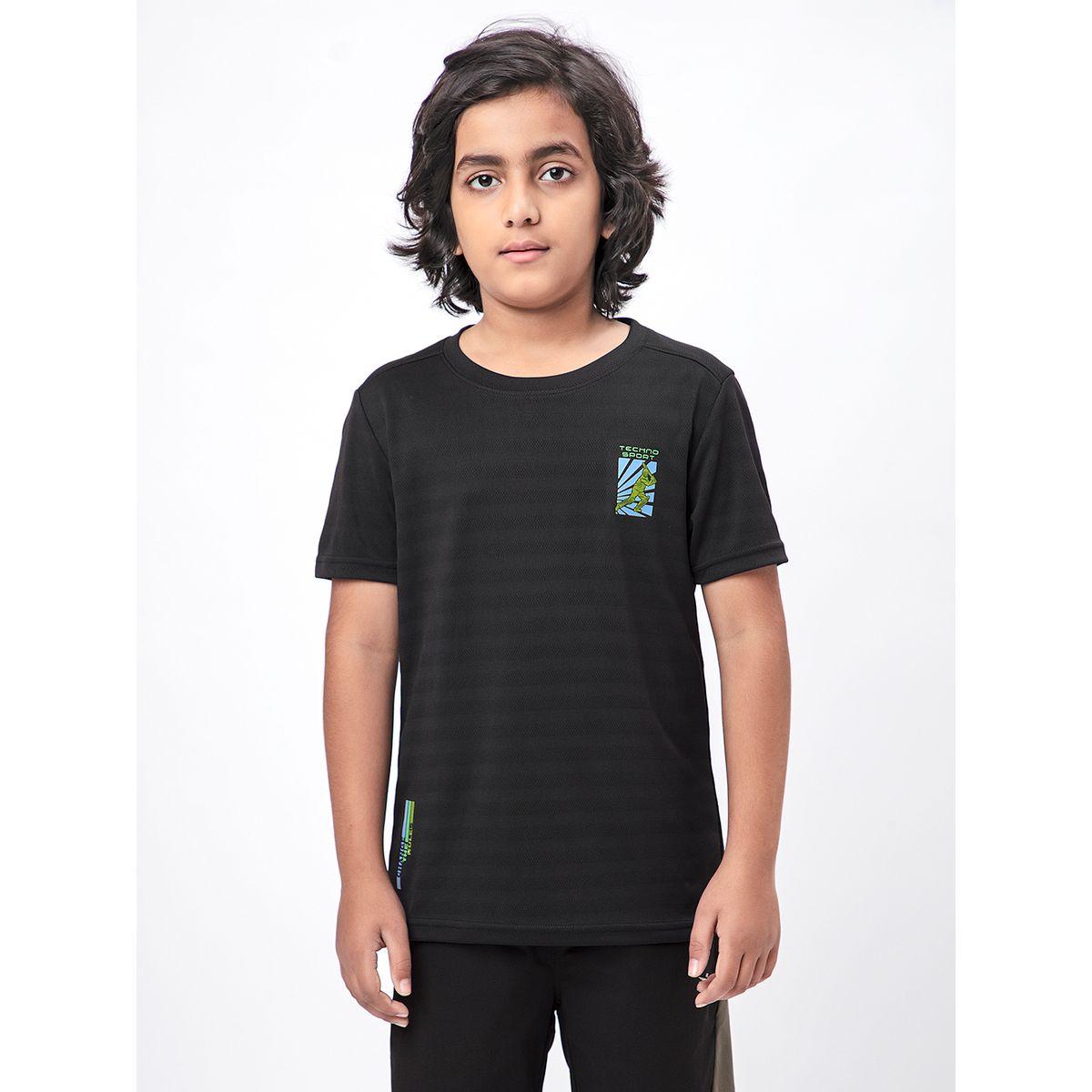 تيشيرت بقصة سليم فت وطبعة شعار تكنوسبورت × ستايلي-boys-clothing-tshirtsandpolos-image-1