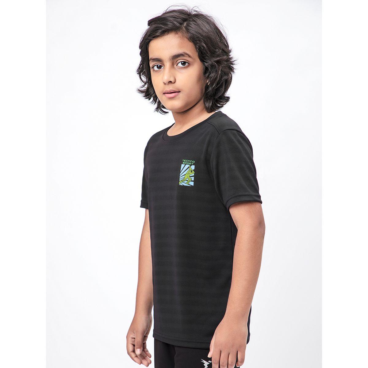 تيشيرت بقصة سليم فت وطبعة شعار تكنوسبورت × ستايلي-boys-clothing-tshirtsandpolos-image-4