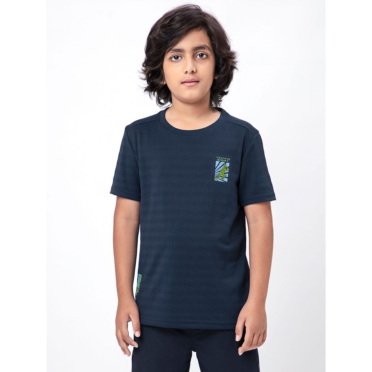 تيشيرت بقصة سليم فت وطبعة شعار تكنوسبورت × ستايلي-boys-clothing-tshirtsandpolos-image-1