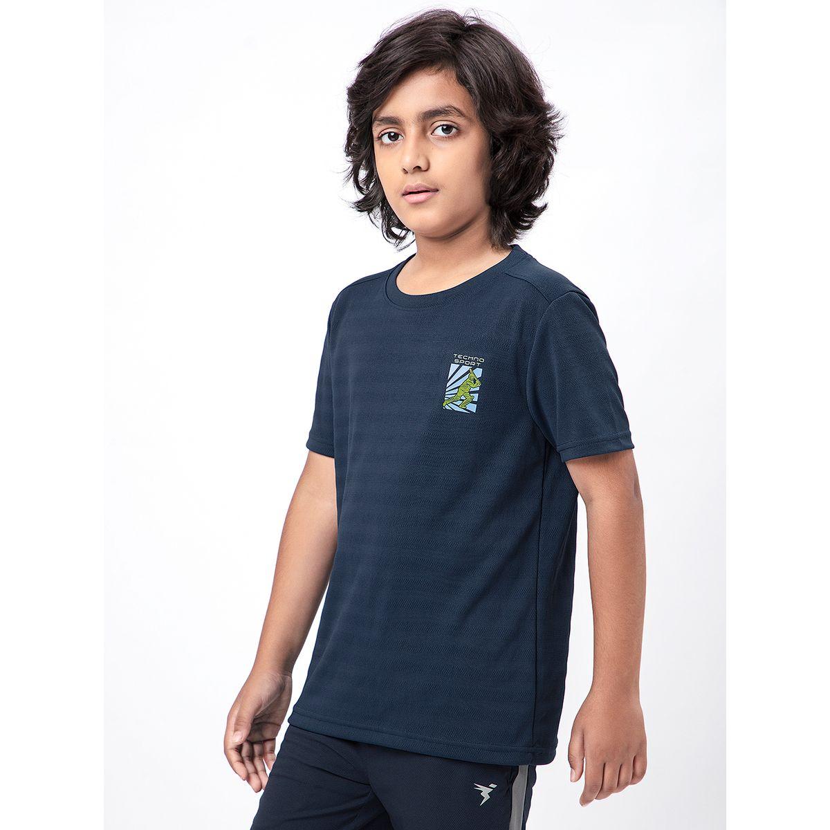 تيشيرت بقصة سليم فت وطبعة شعار تكنوسبورت × ستايلي-boys-clothing-tshirtsandpolos-image-5