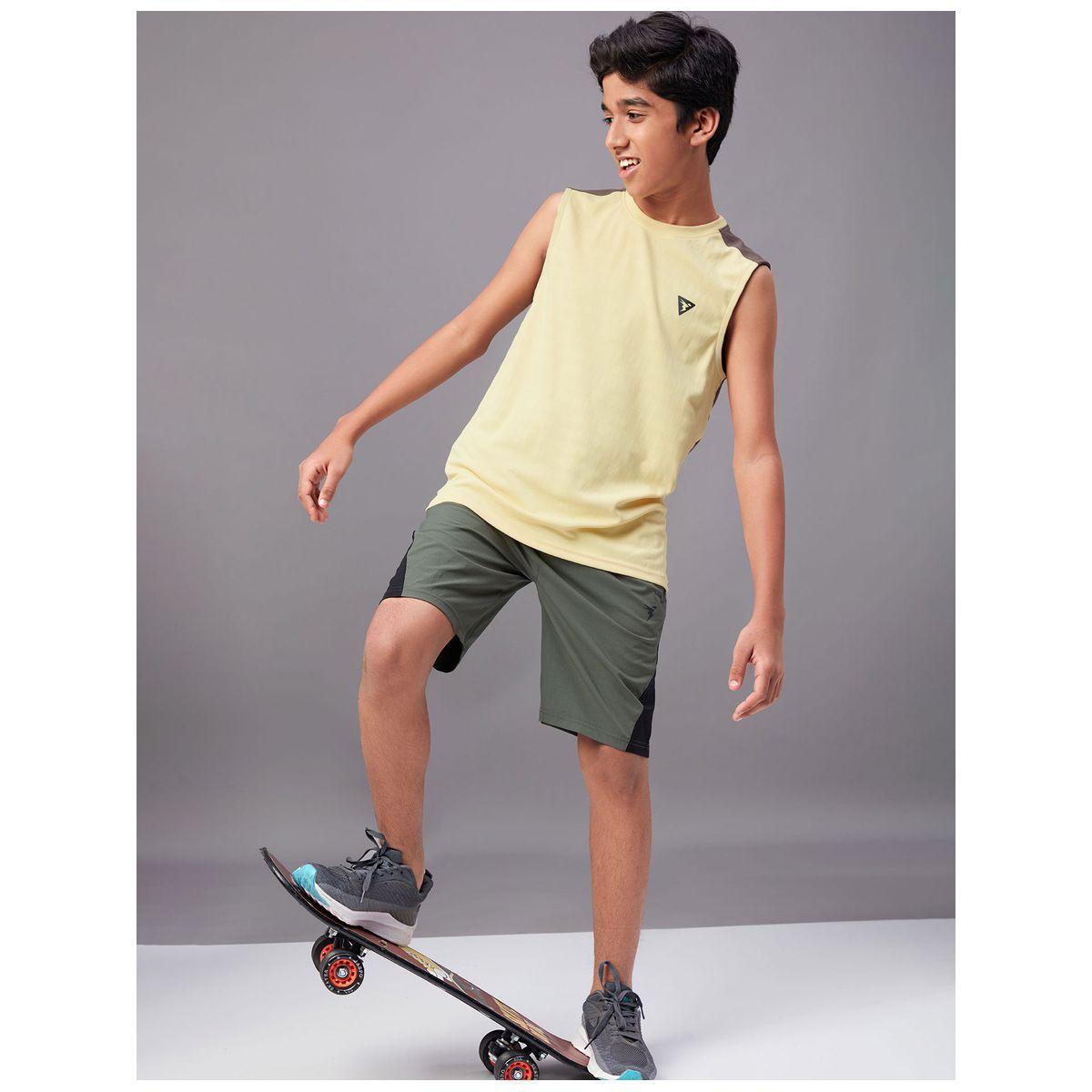 Technosport X Styli  Contrast Side Panel 2-Way Stretch Shorts-boys-clothing-bottoms-shorts-image-8