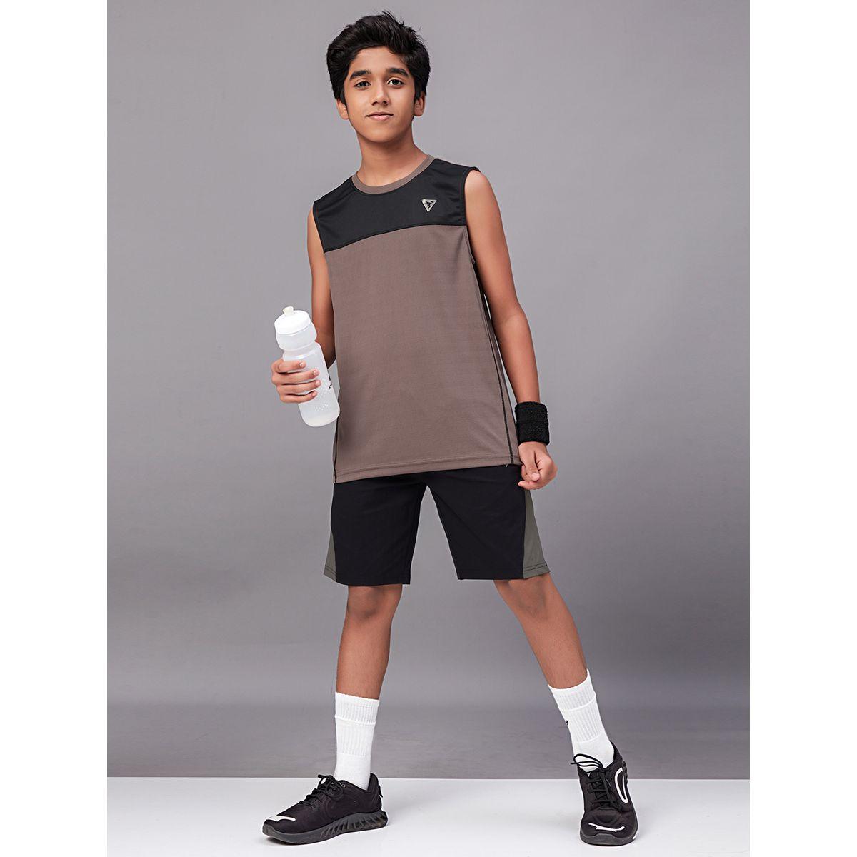 تيشيرت بتقنية كويك دراي ونمط كتل الالوان تكنوسبورت × ستايلي-boys-clothing-tshirtsandpolos-image-1