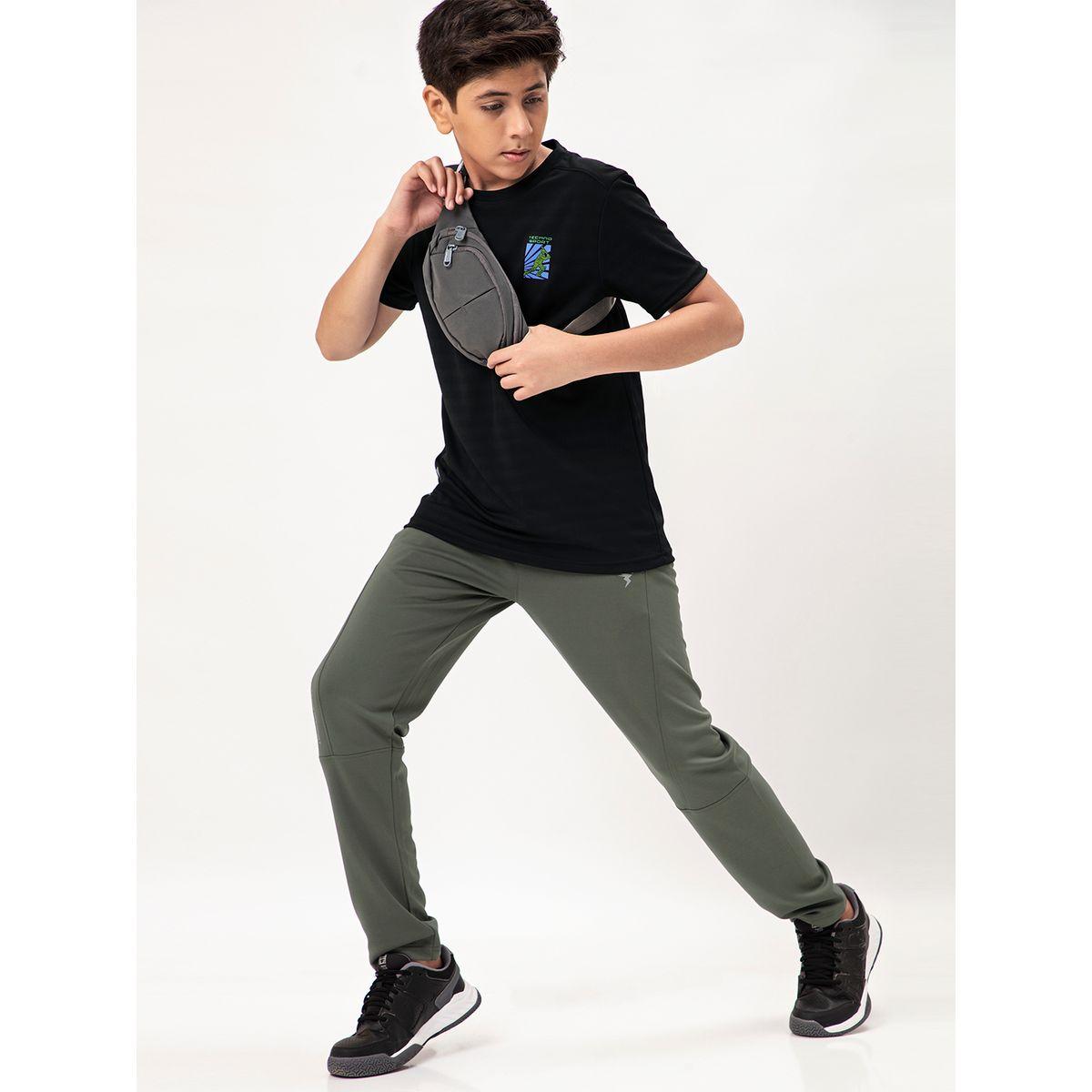 بنطال رياضي سادة بقصة سليم فت تكنوسبورت × ستايلي-boys-clothing-sportswear-bottoms-image-2