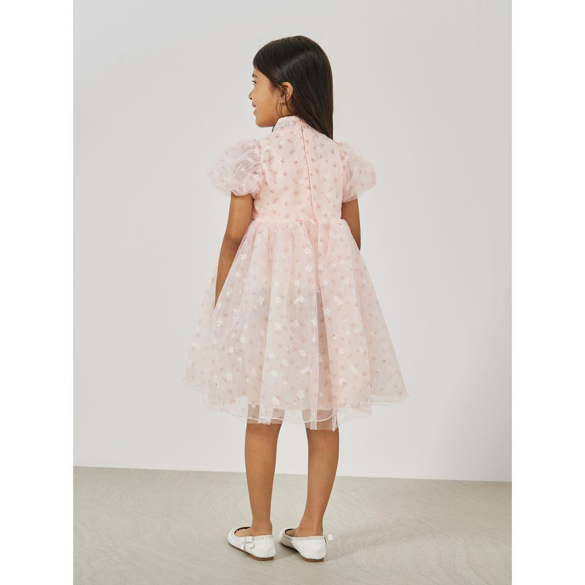 فستان بتفاصيل شبك ومزين بزهور-girls-clothing-dressesandjumpsuits-image-4