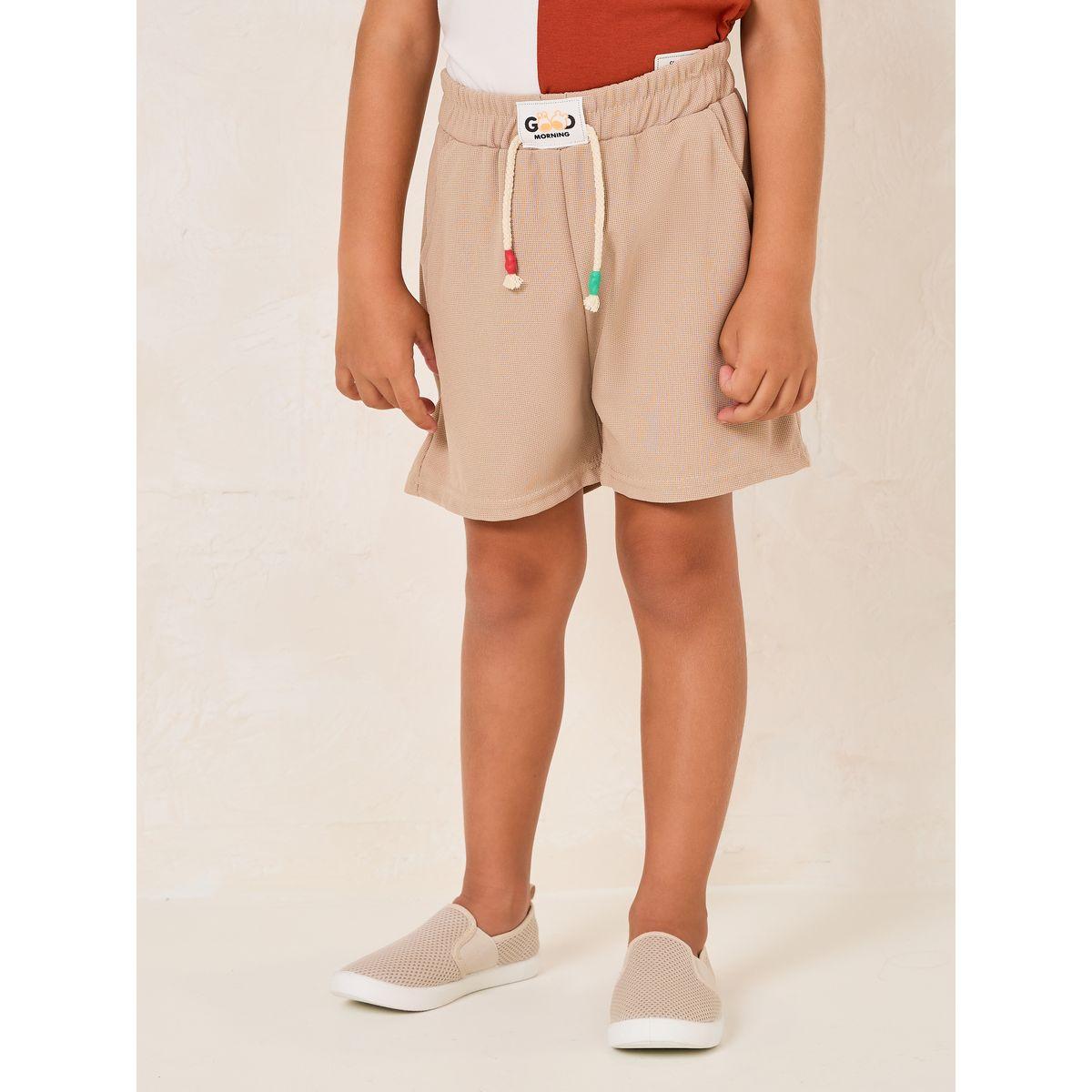 شورت مزين بشارة مع رباط خصر-boys-clothing-bottoms-shorts-image-1
