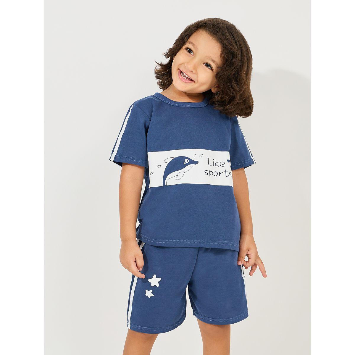 Styli  Color Block Printed T-Shirt & Short Set-boys-clothing-setsandcoords-image-2