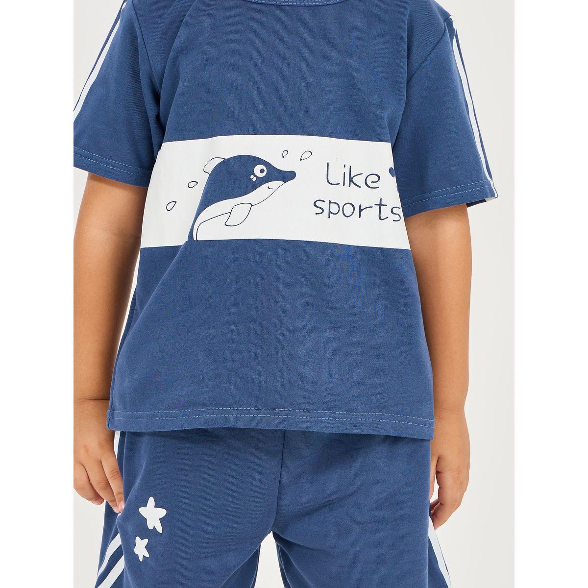 Styli  Color Block Printed T-Shirt & Short Set-boys-clothing-setsandcoords-image-3