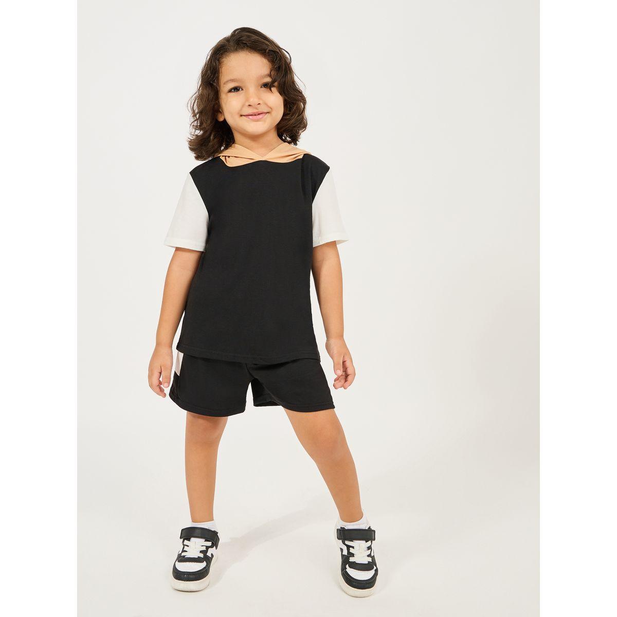 Styli Color Block Hooded T-Shirt & Short Set-boys-clothing-setsandcoords-image-1