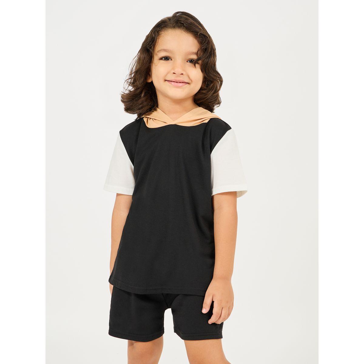 Styli Color Block Hooded T-Shirt & Short Set-boys-clothing-setsandcoords-image-2