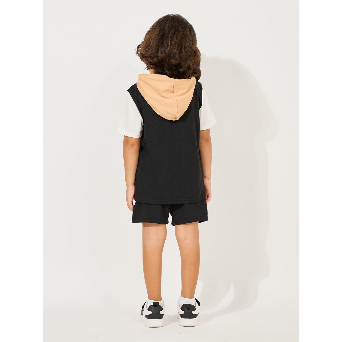 Styli Color Block Hooded T-Shirt & Short Set-boys-clothing-setsandcoords-image-4
