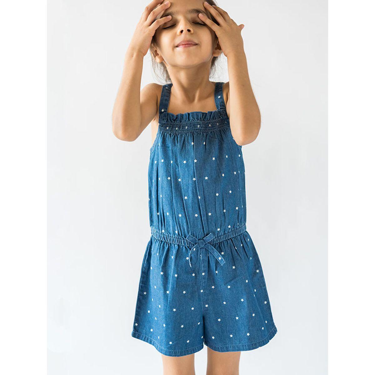 Styli Polka Dot Denim Look Romper-girls-clothing-rompers-image-1