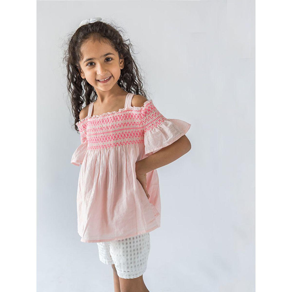 بلوزة بتفاصيل مُطرّزة واكتاف مكشوفة-girls-clothing-tshirts-image-1