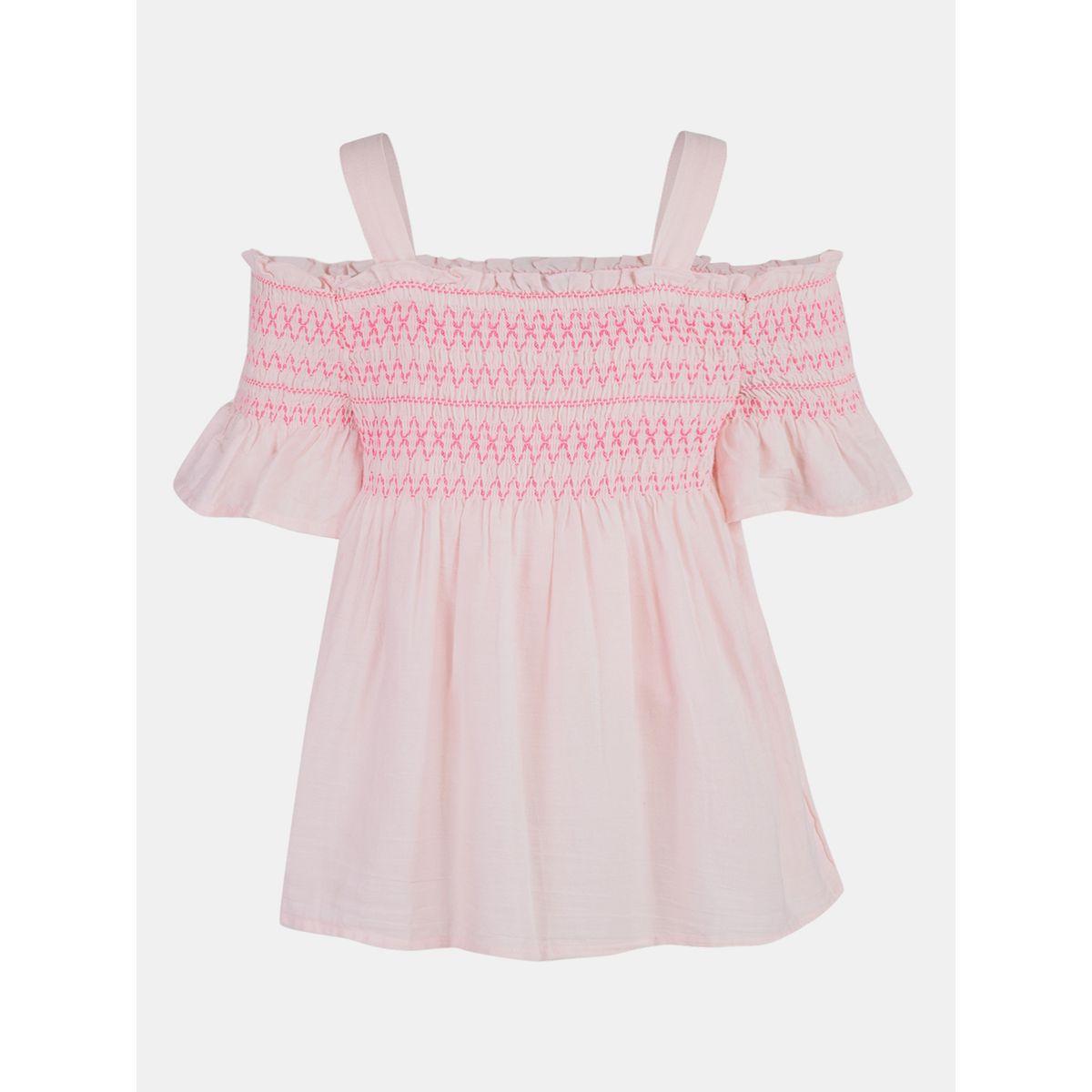 Styli Embroidered Cold Shoulder Sleeve  Top-girls-clothing-tshirts-image-3