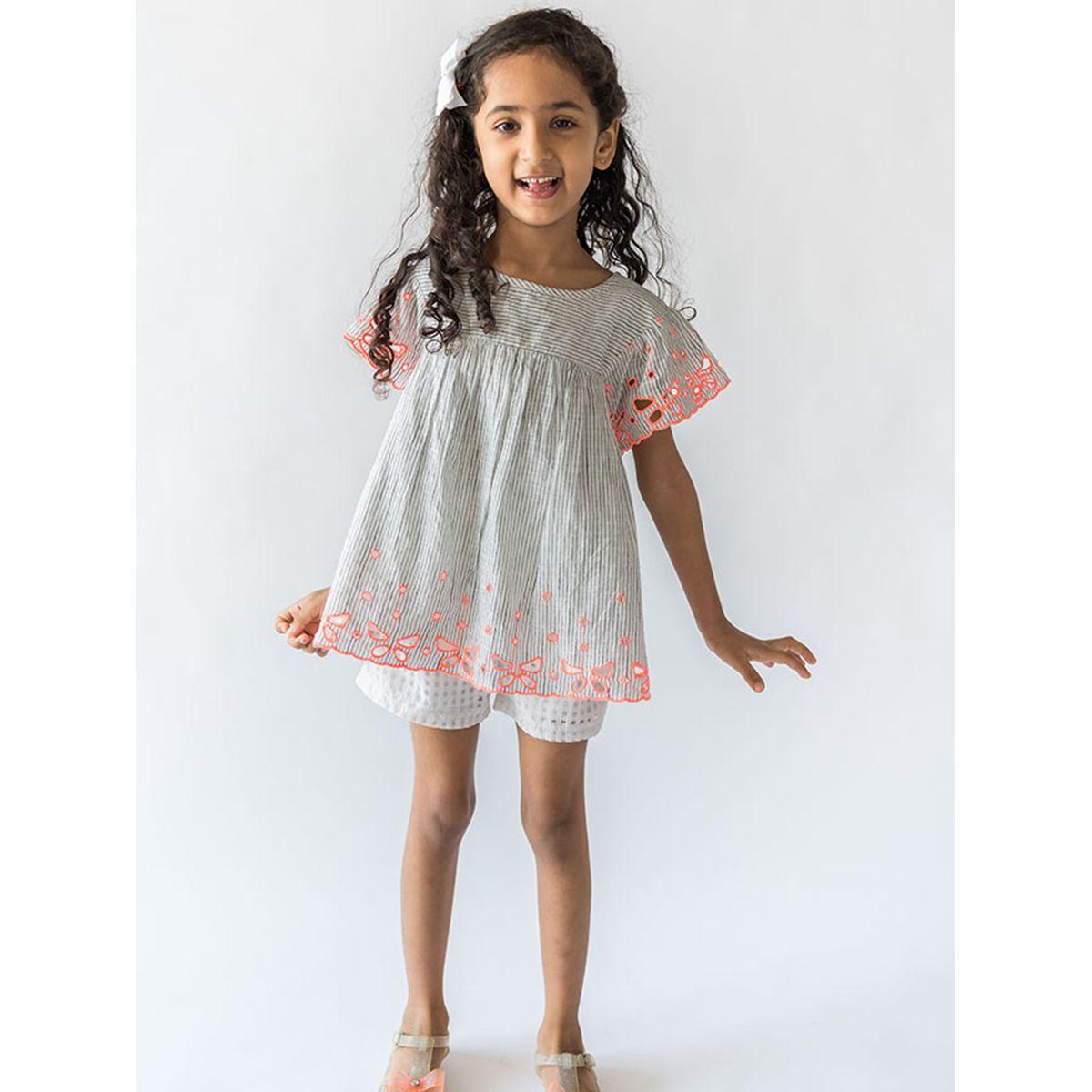 Styli Striped Broderie Detail Top-girls-clothing-tshirts-image-1