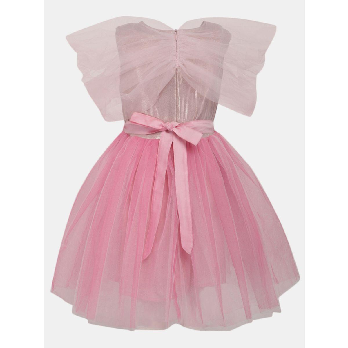 Styli Shimmer Detail Mesh Insert Dress-girls-clothing-dressesandjumpsuits-image-2