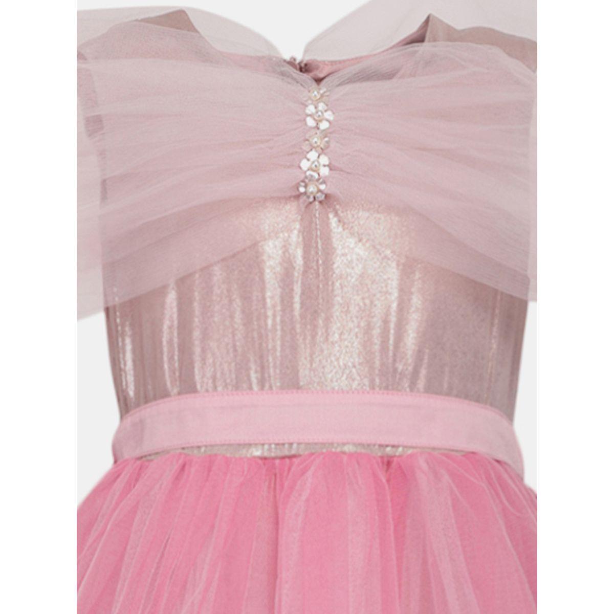 Styli Shimmer Detail Mesh Insert Dress-girls-clothing-dressesandjumpsuits-image-3