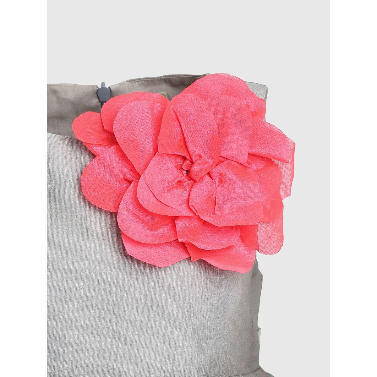 Styli Box Pleated Dress with Floral Applique-girls-clothing-dressesandjumpsuits-image-3