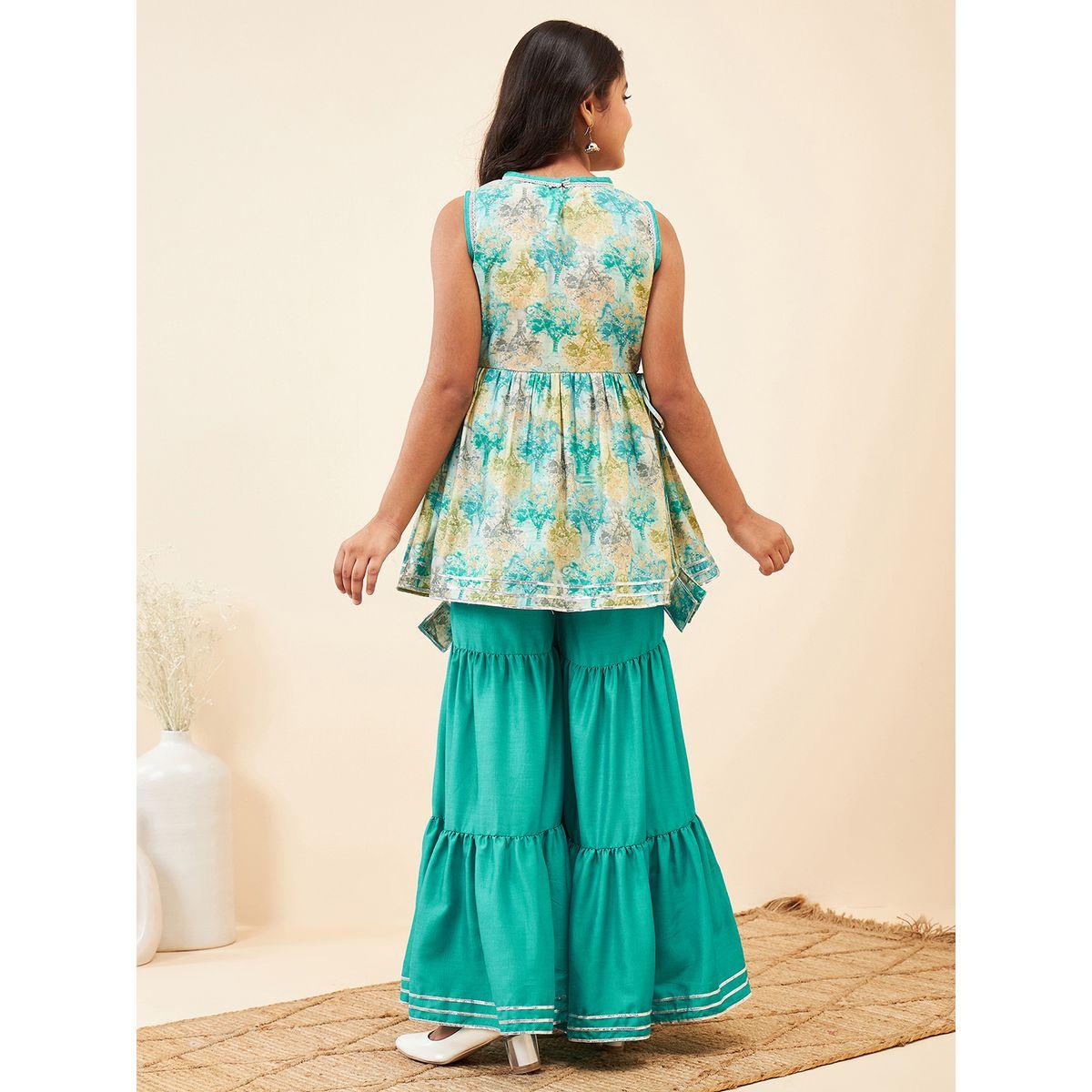 Stylo Bug X Styli Tie Dye Print Kurta & Tiered Sharara Set-girls-clothing-setsandcoords-image-2