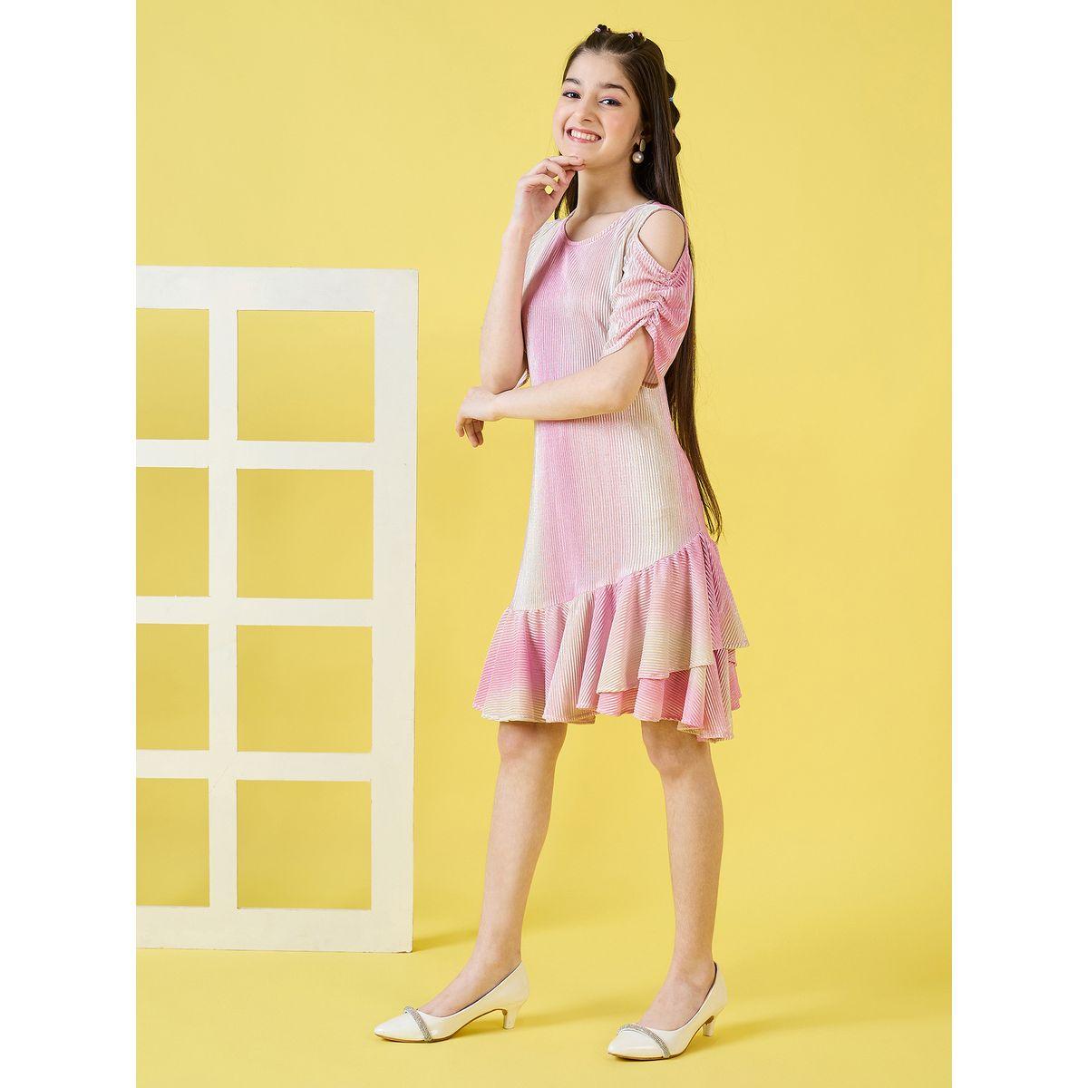 فستان بليسيه بكشكش واكمام مزمومة ستايلو بَج × ستايلي-girls-clothing-dressesandjumpsuits-image-3