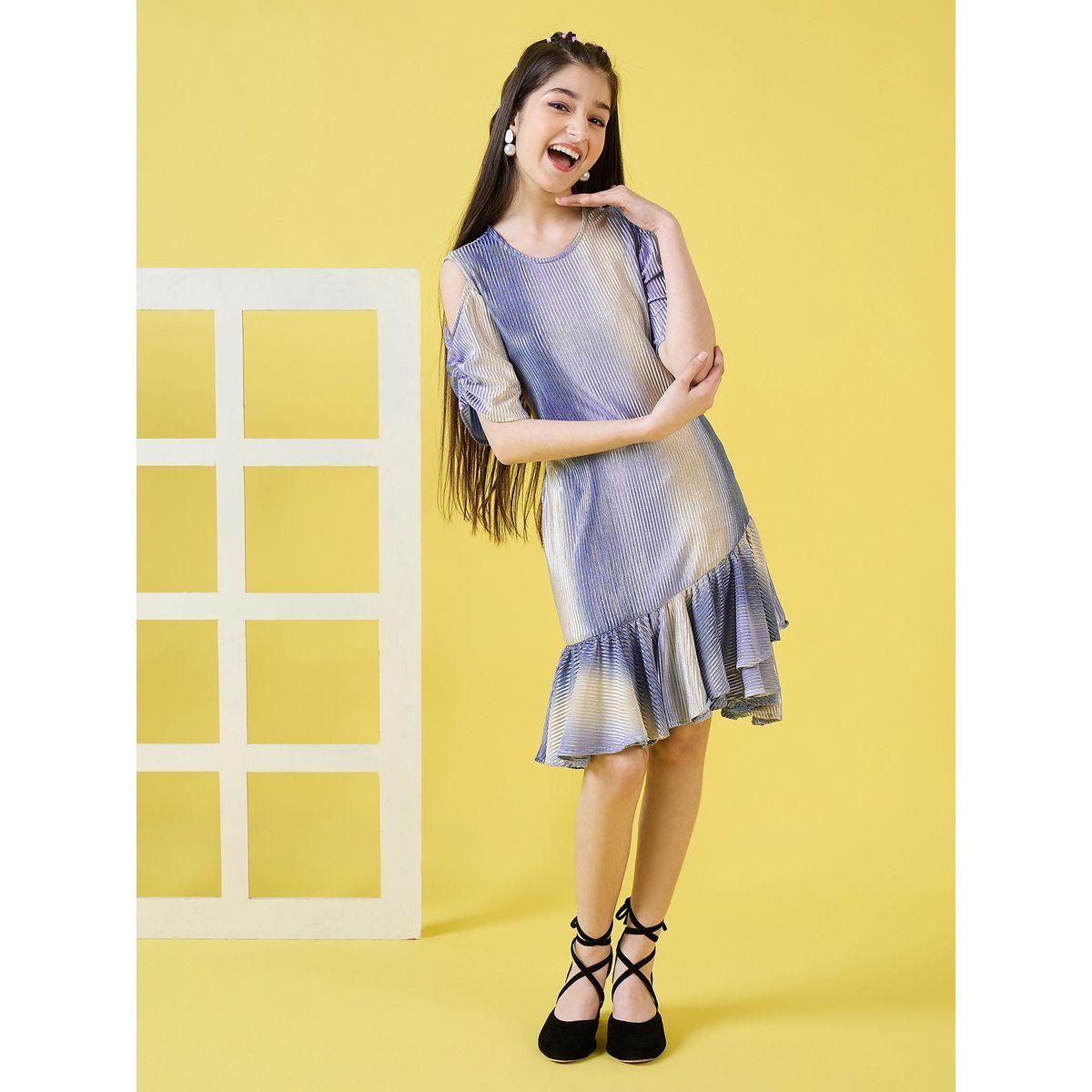 فستان بليسيه بكشكش واكمام مزمومة ستايلو بَج × ستايلي-girls-clothing-dressesandjumpsuits-image-1
