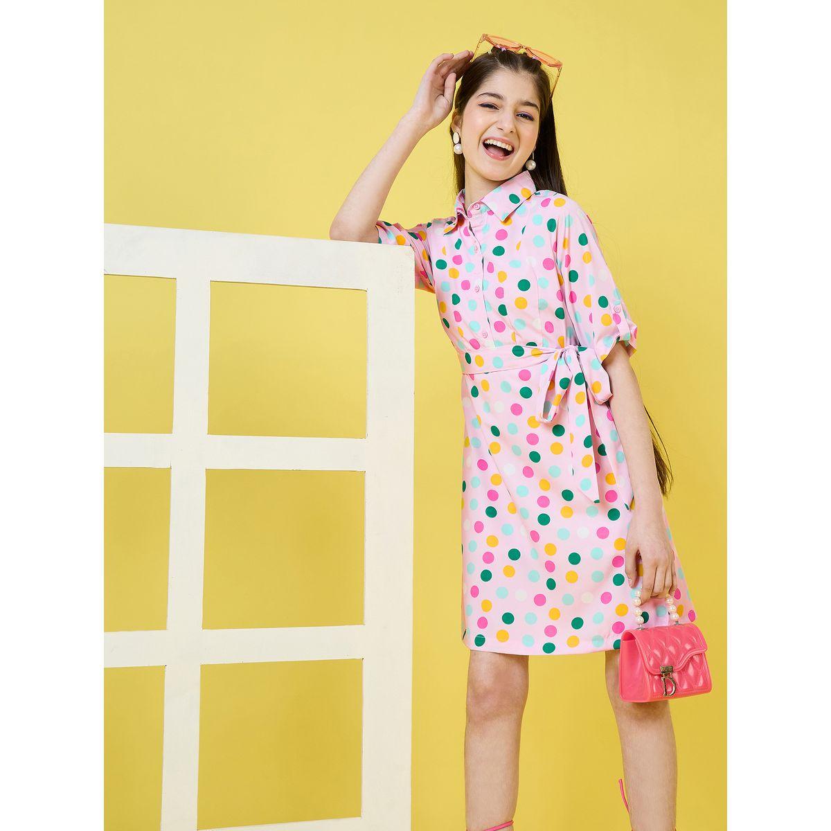 فستان مطبع بنقاط مع حزام خصر ستايلو بَج × ستايلي-girls-clothing-dressesandjumpsuits-image-3