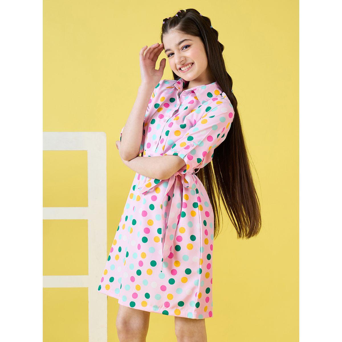 فستان مطبع بنقاط مع حزام خصر ستايلو بَج × ستايلي-girls-clothing-dressesandjumpsuits-image-5