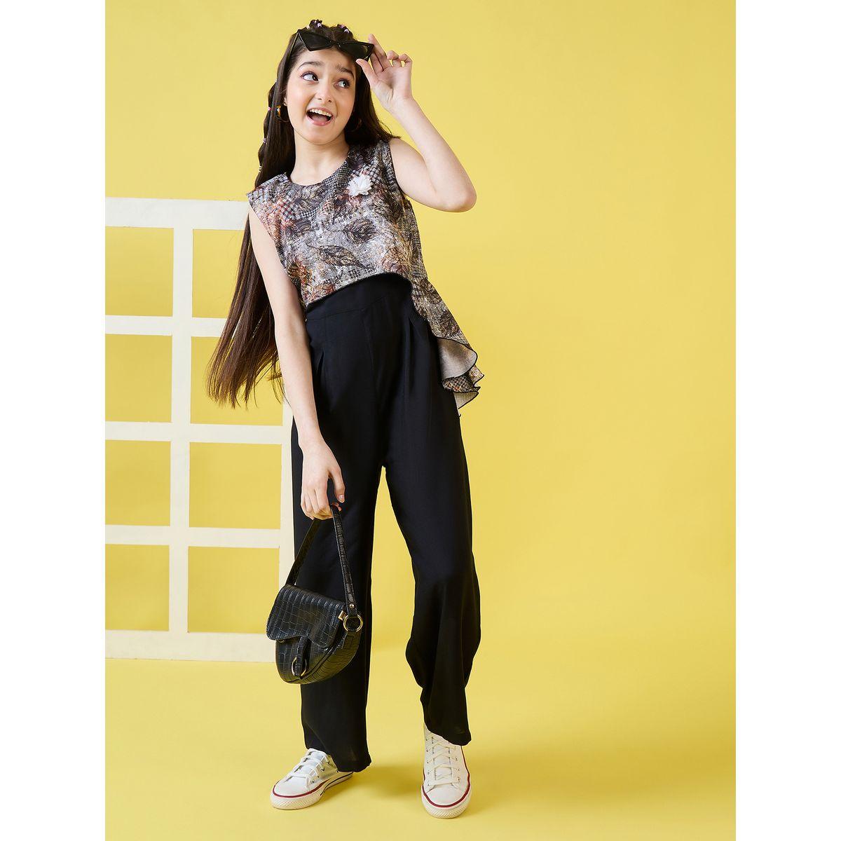 Stylo Bug X Styli Abstract Print Overlay Sleeveless Jumpsuit-girls-clothing-rompers-image-2