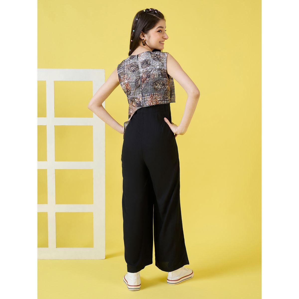 Stylo Bug X Styli Abstract Print Overlay Sleeveless Jumpsuit-girls-clothing-rompers-image-3