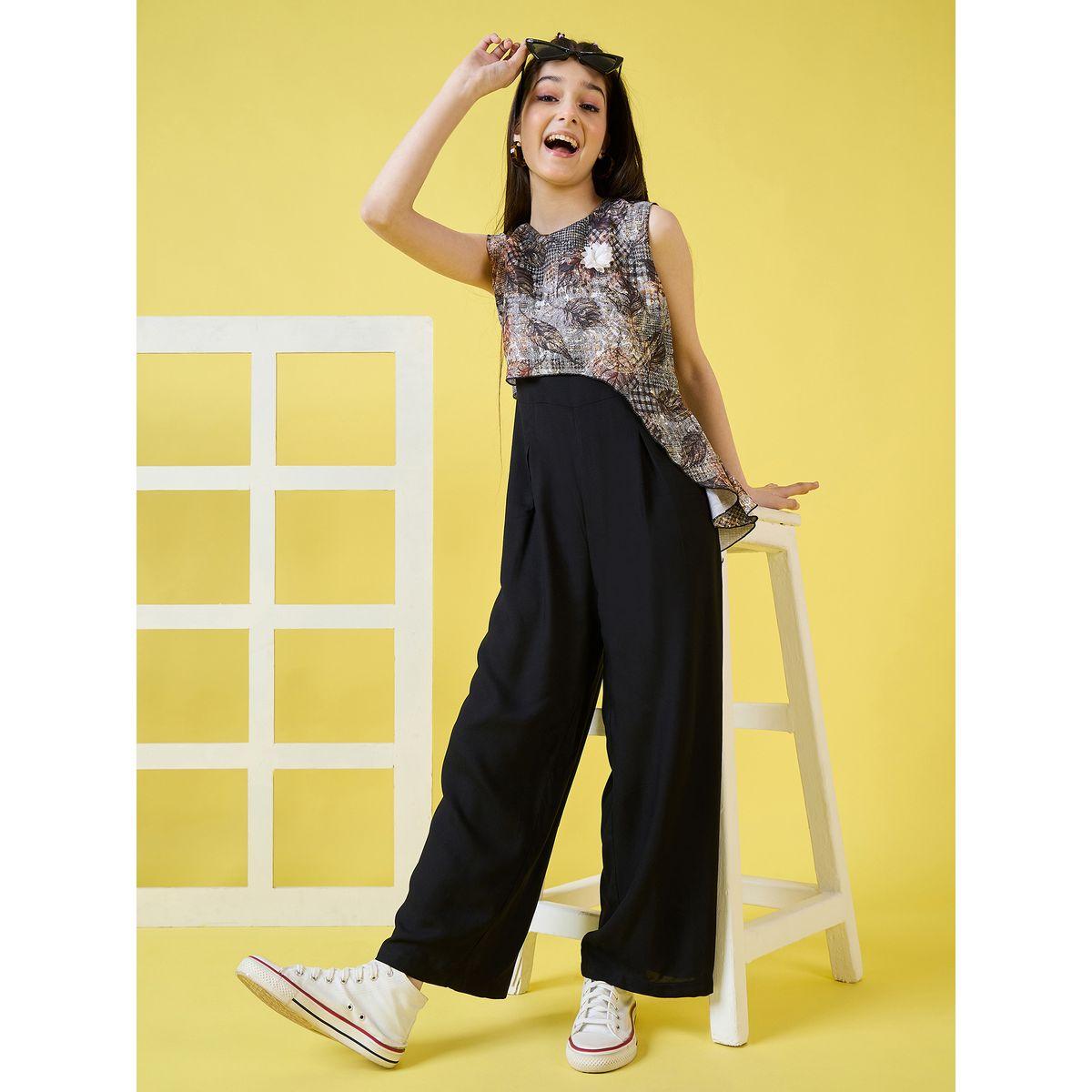 Stylo Bug X Styli Abstract Print Overlay Sleeveless Jumpsuit-girls-clothing-rompers-image-5