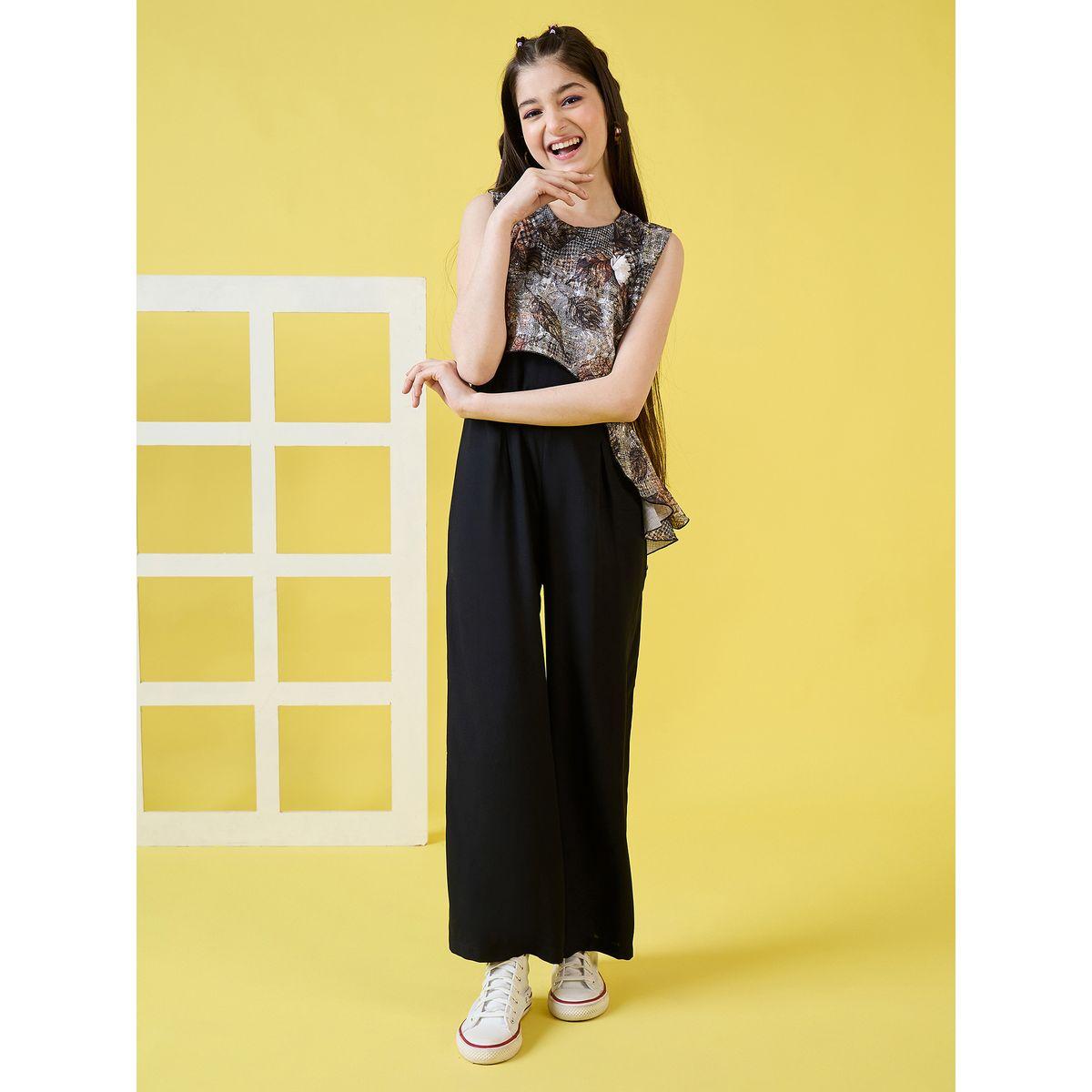 Stylo Bug X Styli Abstract Print Overlay Sleeveless Jumpsuit-girls-clothing-rompers-image-6