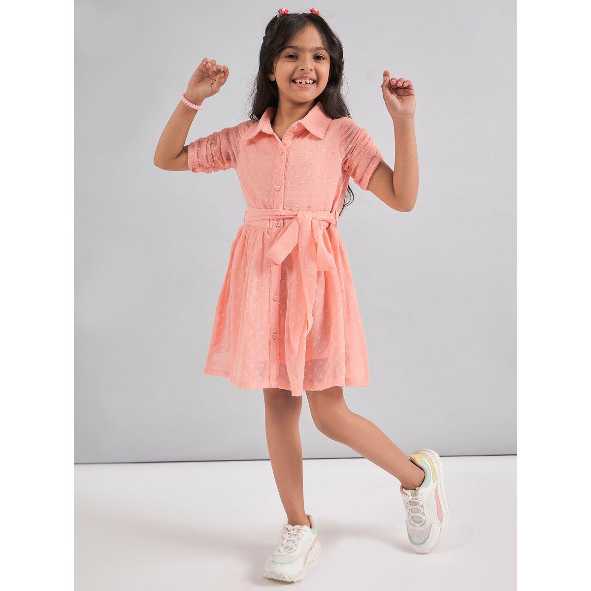 Stylo Bug X Styli Dobby Shirt Dress with Tie Belt-girls-clothing-dressesandjumpsuits-image-1
