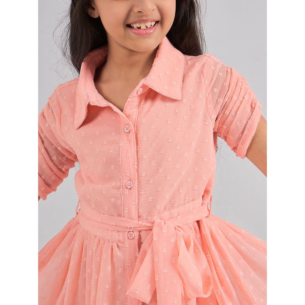 Stylo Bug X Styli Dobby Shirt Dress with Tie Belt-girls-clothing-dressesandjumpsuits-image-3