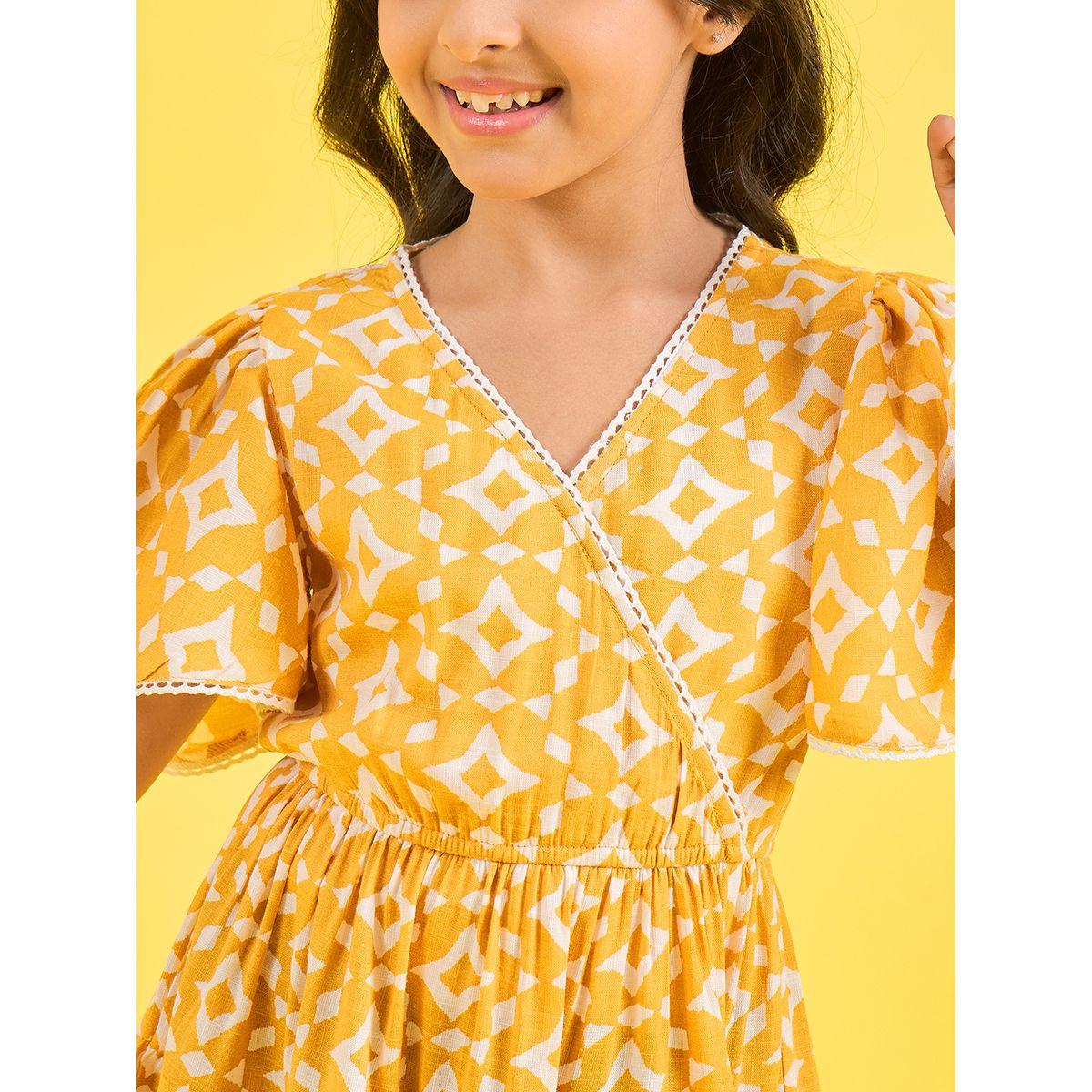 فستان مطبع بالكامل مع كسرات ونمط لف ستايلو بَج × ستايلي-girls-clothing-dressesandjumpsuits-image-3