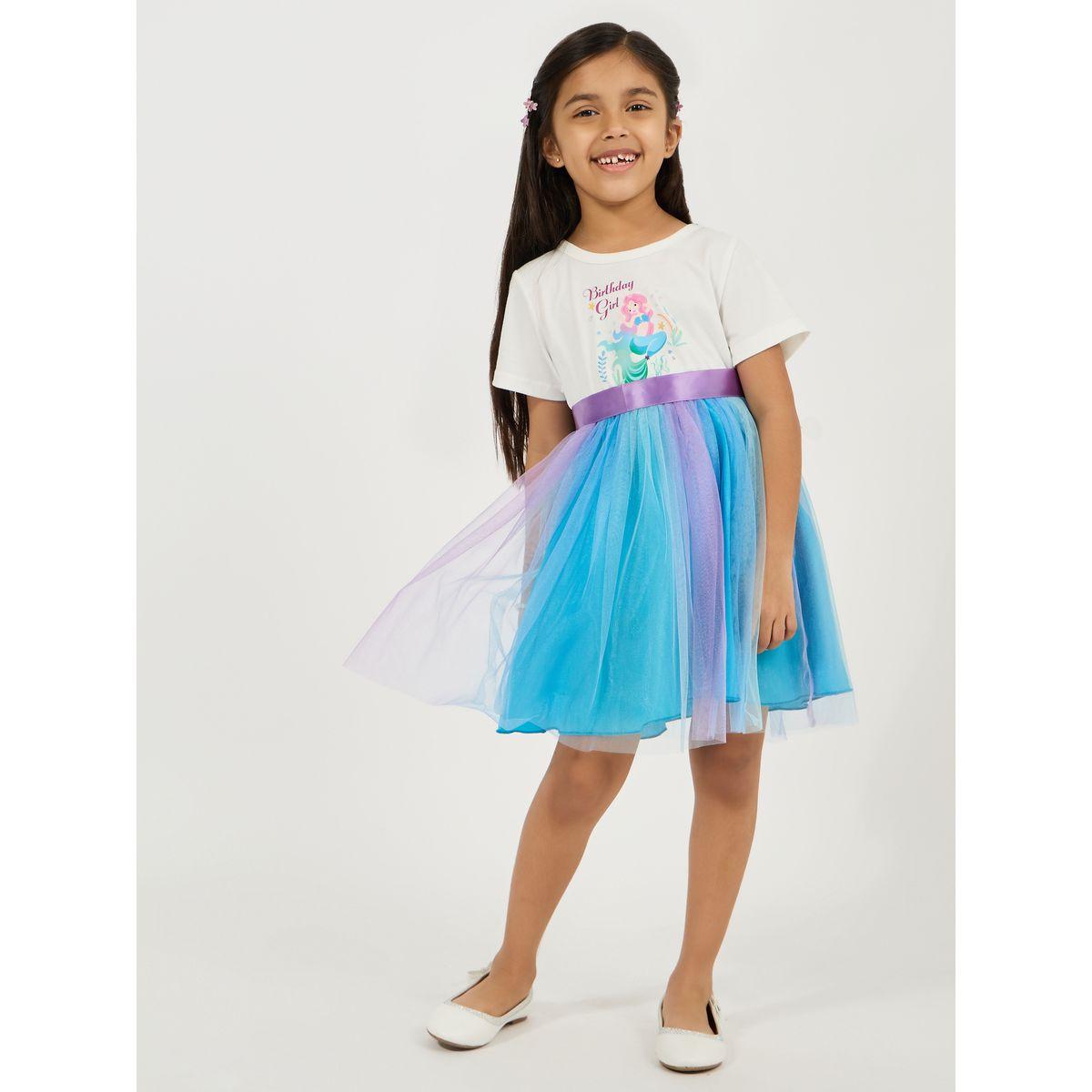 Styli Mermaid Print Mesh Insert Dress-girls-clothing-dressesandjumpsuits-image-1