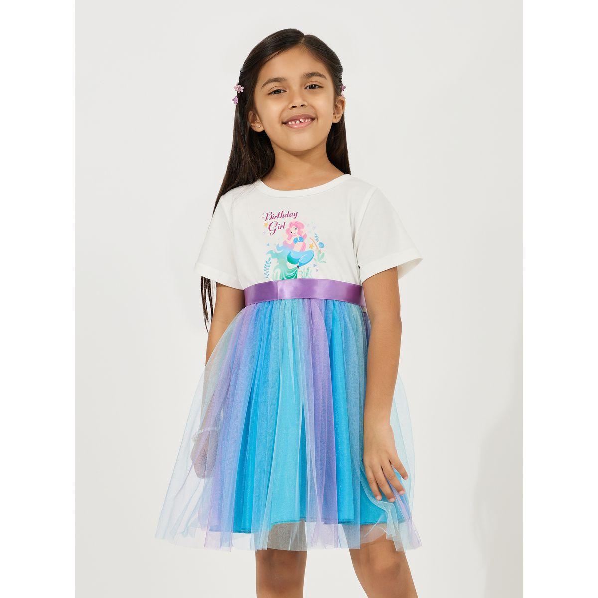 Styli Mermaid Print Mesh Insert Dress-girls-clothing-dressesandjumpsuits-image-2