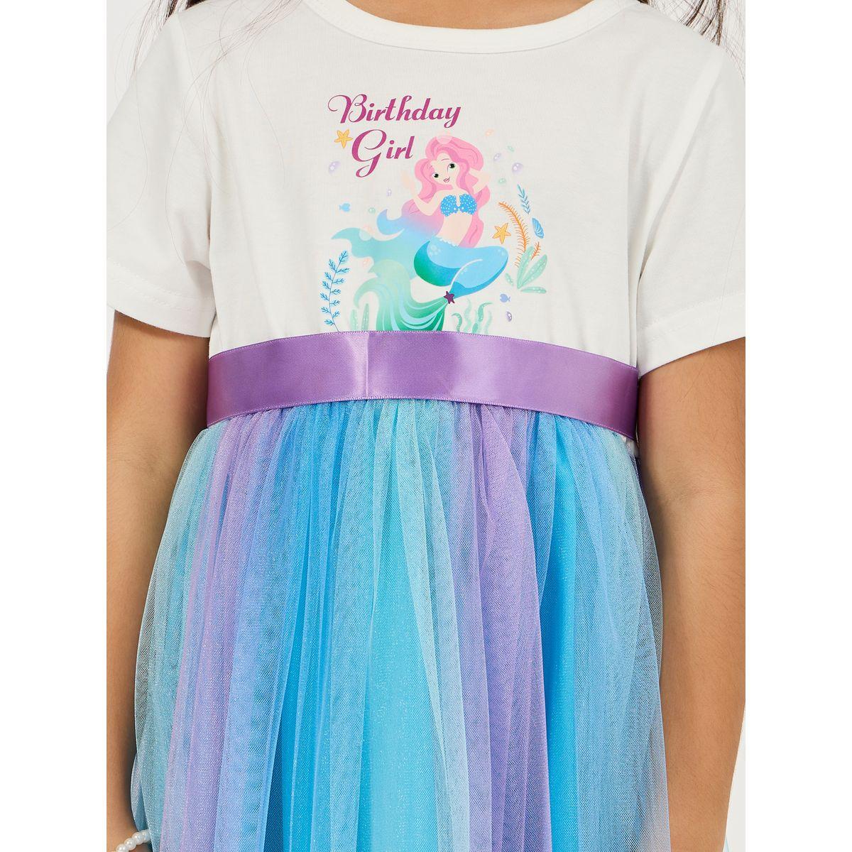 Styli Mermaid Print Mesh Insert Dress-girls-clothing-dressesandjumpsuits-image-3