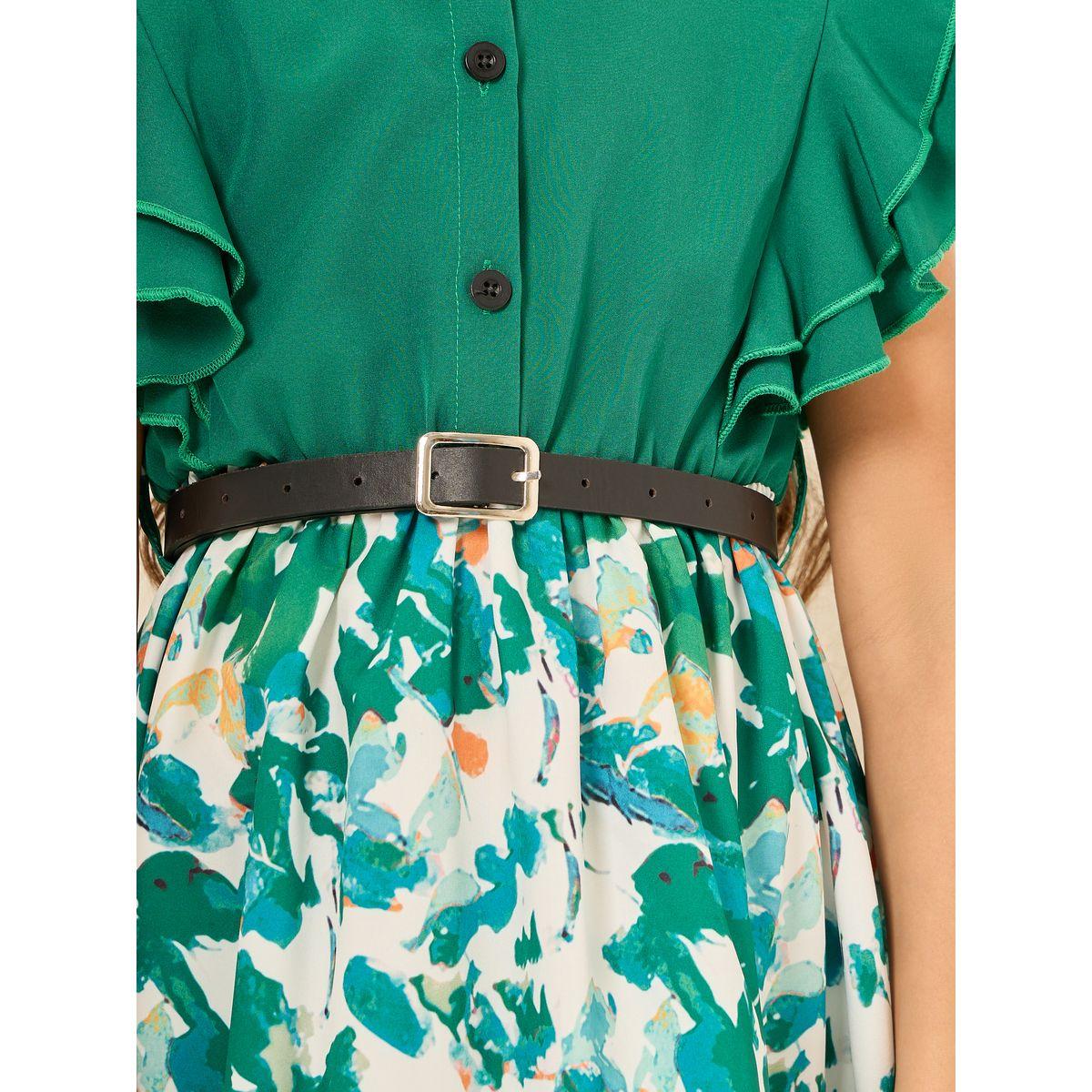 Styli Ruffle Sleeve Printed Hem Dress with Belt-girls-clothing-dressesandjumpsuits-image-3