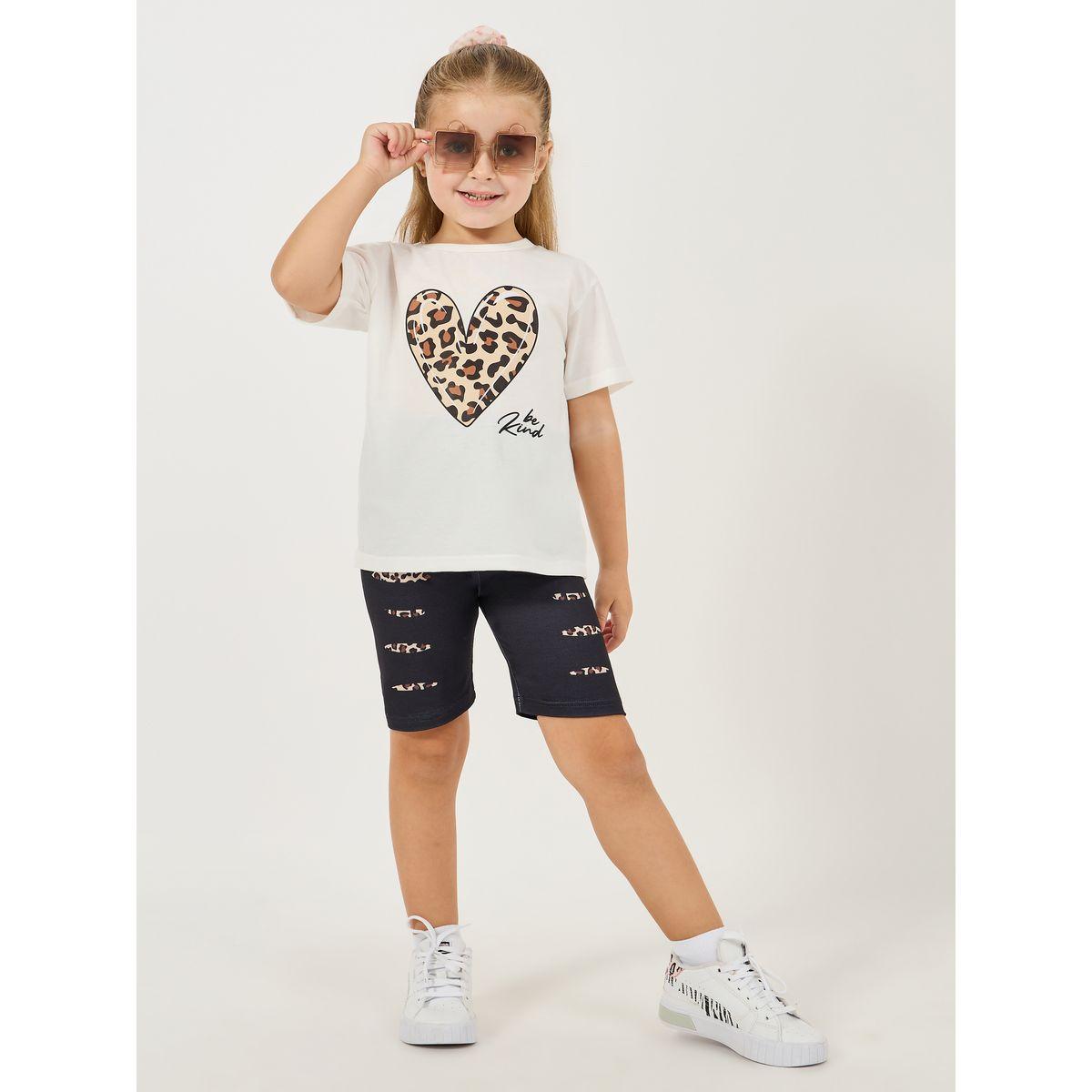 Styli  Heart Printed T-Shirt & Biker Short Set-girls-clothing-setsandcoords-image-1