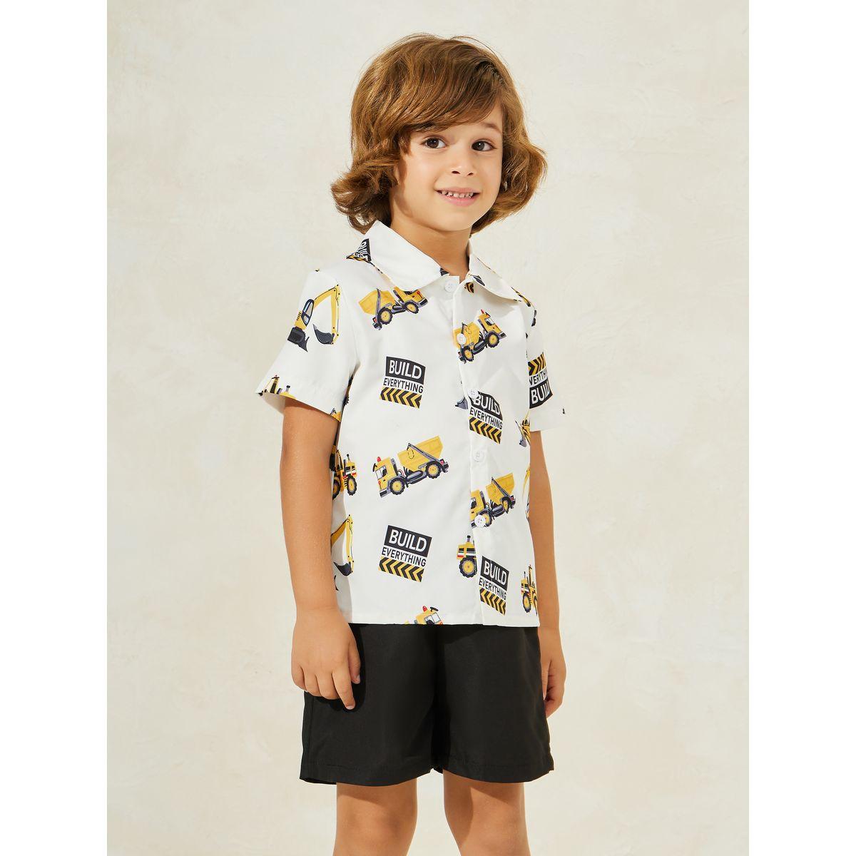 Styli Truck Graphic Print Shirt & Shorts Set-boys-clothing-setsandcoords-image-3